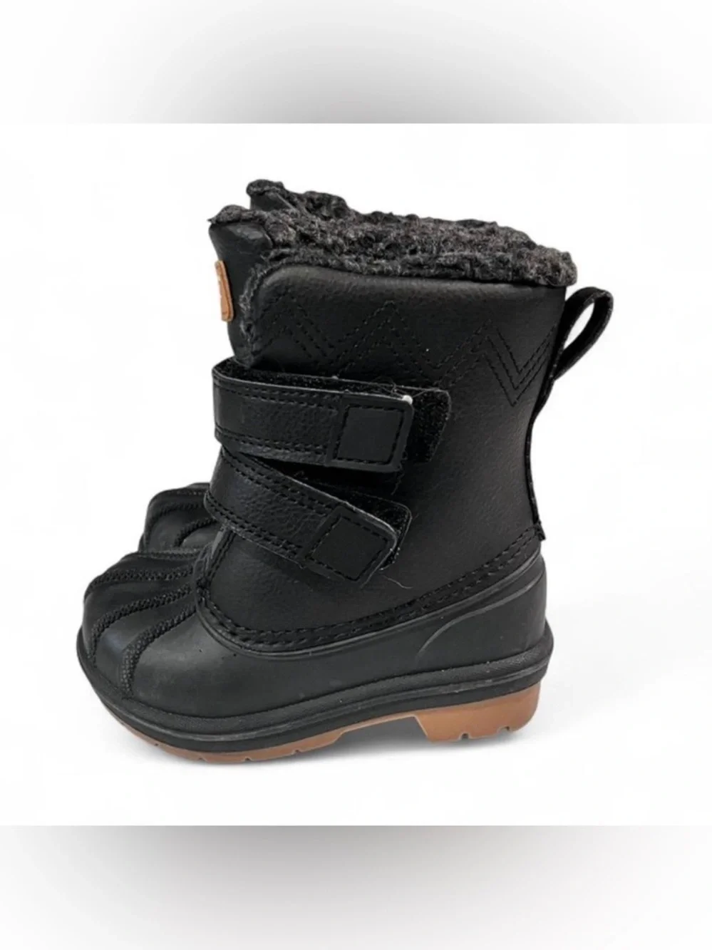 Cat & Jack Black Kids' Faux-Fur Strap Winter Boots